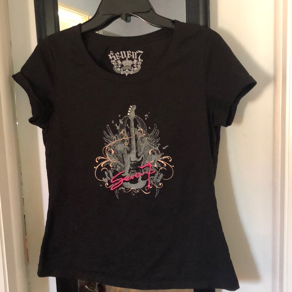 Seven black short sleeve T-shirt, size medium